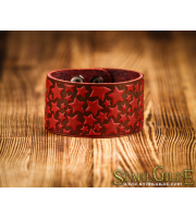 Genuine Leather Bracelet Cuff Wristband Stars Knotwork  Carving Leather 